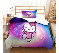 D Hello Kitty Housse De Couette Avec Taies D'oreiller Housses De Couettes Pink Parure De Lit Microfibre Avec Fermeture ¿¿Clair Parure De Couette Pour A