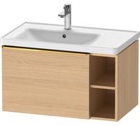 D-Neo Duravit Meuble sous-lavabo suspendu, 784x440x452mm, 1 tiroir, 1 compartiment ouvert sur le côté droit, avec poignée or poli, DE4258034300000