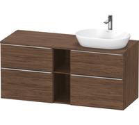 D-Neo Duravit Meuble sous-vasque sur console suspendu (découpe à droite), 1400x664x550mm, 2 coulissants, 2 tiroirs, 2 casiers ouverts, avec poignée acier inox brossé, DE4970R70210000, Couleur: Décor n
