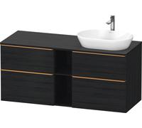 D-Neo Duravit Meuble sous-vasque sur console suspendu (découpe à droite), 1400x664x550mm, 2 coulissants, 2 tiroirs, 2 casiers ouverts, avec poignée bronze brossé, DE4970R04160000, Couleur: Décor chêne
