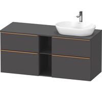 D-Neo Duravit Meuble sous-vasque sur console suspendu (découpe à droite), 1400x664x550mm, 2 coulissants, 2 tiroirs, 2 casiers ouverts, avec poignée bronze brossé, DE4970R04490000, Couleur: Décor graph