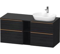 D-Neo Duravit Meuble sous-vasque sur console suspendu (découpe à droite), 1400x664x550mm, 2 coulissants, 2 tiroirs, 2 casiers ouverts, avec poignée bronze brossé, DE4970R04160000