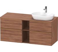 D-Neo Duravit Meuble sous-vasque sur console suspendu (découpe à droite), 1400x664x550mm, 2 coulissants, 2 tiroirs, 2 casiers ouverts, avec poignée bronze brossé, DE4970R04790000