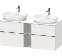 D-Neo Duravit Meuble sous-vasque sur console suspendu (découpe côté contributif), 1400x664x550mm, 2 coulissants, 2 tiroirs, 2 casiers ouverts, avec poignée chrome, DE4970B10180000, Couleur: Décor blan