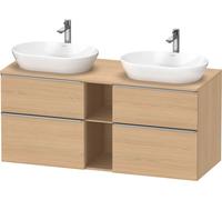 D-Neo Duravit Meuble sous-vasque sur console suspendu (découpe côté contributif), 1400x664x550mm, 2 coulissants, 2 tiroirs, 2 compartiments ouverts, avec poignée acier inox brossé, DE4970B70300000, Co