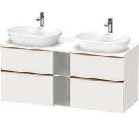 D-Neo Duravit Meuble sous-vasque sur console suspendu (découpe côté contributif), 1400x664x550mm, 2 coulissants, 2 tiroirs, 2 casiers ouverts, avec poignée bronze brossé, DE4970B04180000