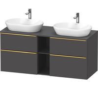 D-Neo Duravit Meuble sous-vasque sur console suspendu (découpe côté contributif), 1400x664x550mm, 2 tiroirs, 2 compartiments ouverts, avec poignée or poli, DE4970B34490000, Couleur: Décor graphite mat