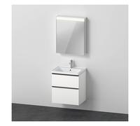 D-Neo Ensemble de meubles, lavabo pour meuble avec meuble sous-vasque suspendu et armoire de toilette, charnières à droite, 600x480mm, DE0145R18180000, Couleur: Décor blanc mat