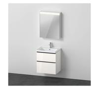 D-Neo Ensemble de meubles, lavabo pour meuble avec meuble sous-vasque suspendu et armoire de toilette, charnières à gauche, 600x480mm, DE0145L22220000, Couleur: Décor blanc brillant