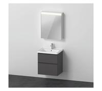D-Neo Ensemble de meubles, lavabo pour meuble avec meuble sous-vasque suspendu et armoire de toilette, charnières à gauche, 600x480mm, DE0145L49490000, Couleur: Décor graphite mat