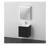 D-Neo Ensemble de meubles, lavabo pour meuble avec meuble sous-vasque suspendu et armoire de toilette, charnières à droite, 600x480mm, DE0145R16160000, Couleur: Décor chêne noir mat