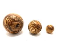 D.O.M. Die Olivenholz Manufaktur - Boule en bois d'olivier Ø 5 cm ou Ø 8 cm avec/sans soucoupe pour carafes ou verres (boule de 5 cm sans socle)