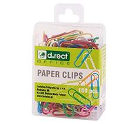 D.RECT 100 pièces Trombones multicolores | Métal, 28 mm, avec revêtement plastique 7129