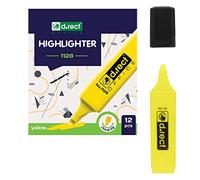 D.RECT 1128 Lot de 12 surligneurs avec pointe biseautée 12 jaune