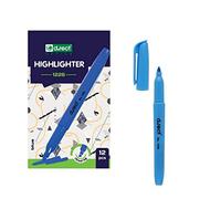 D.RECT 1226 Surligneur Bleu - Pointe Biseautée 1-5 mm, Lot de 12, École & Bureau