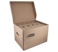 D.RECT 2100, boîte d'archivage zippée, lot de 12, dimensions 431 x 333 x 294 mm, couleur marron