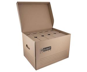 D.RECT 2100, boîte d'archivage zippée, lot de 12, dimensions 431 x 333 x 294 mm, couleur marron