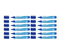 D.RECT 2160 Lot de 12 marqueurs permanents imperméables à pointe ronde pour de nombreuses surfaces Bleu