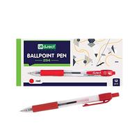 D.RECT 294 Lot de 12 stylos à bille avec poignée ergonomique en caoutchouc pour bureau et maison - Épaisseur de trait : 0,7 mm - Rouge