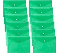 D.RECT 5530 Lot de 12 porte-documents A4 avec fermeture à bouton pour l'école et le bureau, organiseur d'enveloppes pour documents et lettres, vert
