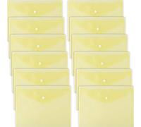 D.RECT 5530 Lot de 12 porte-documents A4 avec fermeture à bouton pour l'école et le bureau, organiseur d'enveloppes pour documents et lettres, jaune