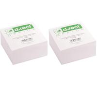 D.RECT- Bloc-notes 350 feuilles | 85 x 85 x 40 mm | Bloc-mémo de Remplacement Insert | Blanc (Lot de 2)
