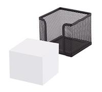 D.RECT Boîte à notes | En maille | Métal massif | Pour un lieu de travail moderne | Noir | avec bloc-notes 700 feuilles - 95 x 95 x 80 mm