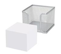 D.RECT - Boîte à notes | en maille | métal solide | Pour le lieu de travail moderne | Argent | avec bloc de notes 700 feuilles - 95x95x80 mm