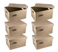 D.RECT Boîte D’archivage 2105 - Lot de 6 cartons avec Couvercle Séparé - Carton de Rangement Kraft FSC pour Transport et Stockage de Dossiers, Boîtes 105 mm - 420 g/m²