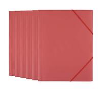 D.RECT Chemise à élastique A4 rouge - Porte-documents avec rabats - Lot de 6 en plastique résistant