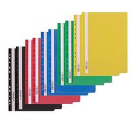 D.RECT Chemises à Clip A4 avec Perforation - Chemises Transparentes en Plastique PP pour Classeurs - Lot de 10 Multicolore Bureau et École