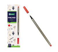 D.RECT D407 Fineliner | Convient pour un usage quotidien, écriture et fournitures scolaires | Haute qualité, super fin, largeur de ligne env. 0.4 mm, 12 pièces, rouge