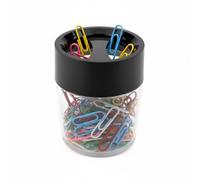 D.RECT Distributeur de Trombones Magnétique Rond - Boîte avec 100 Trombones Colorés - Organiseur Compact pour Bureau, Maison ou École