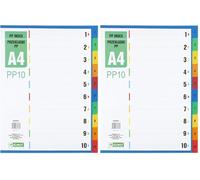 D.RECT Intercalaires en polypropylène pour classeur A4 PP10 avec 10 intercalaires en polypropylène avec chiffres numérotés de 1 à 10 (Lot de 2)