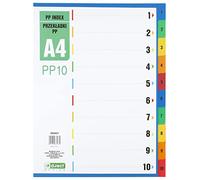 D.RECT Intercalaires en polypropylène pour classeur A4 PP10 avec 10 intercalaires en polypropylène avec chiffres numérotés de 1 à 10