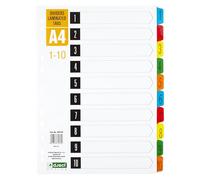D.RECT Intercalaires plastifiés A4 pour documents, onglets, 1 à 10, code couleur