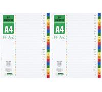 D.RECT Intercalaires pour A4, PP A-Z PPAZ, A-Z, intercalaires à anneaux, onglets avec chiffres de A à Z, multicolores, séparateurs de couleur en polypropylène, polypropylène (Lot de 2)