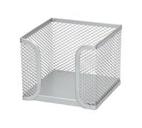 D.RECT KOMO Boîte à Notes Métal Mesh - Organisateur de Bureau Compact - Support Stable pour Bloc-Notes - 95 × 95 × 80 mm - Argent