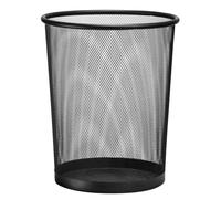 D.RECT KOMO Corbeille a Papier 19 L Metal - 295x235x335 mm - Poubelle de Bureau Ronde - Corbeille Bureau Maison Cuisine - Noir