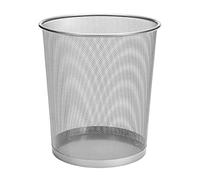 D.RECT KOMO Corbeille à Papier Métal 12 L - Poubelle de Bureau Ronde - Structure Stable - Gain de Place - 266 x 218 x 280 mm - Argent