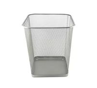 D.RECT KOMO Corbeille à Papier Métal 18 L - Poubelle de Bureau Carrée - Grande Capacité - Structure Stable - Gain de Place - Argent