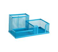 D.RECT KOMO Organisateur de Bureau Métal Mesh - Porte-Stylos 3 Compartiments - Rangement Multifonction pour Accessoires - 205 × 103 × 98 mm - Bleu
