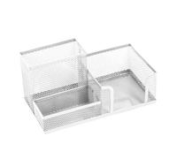D.RECT KOMO Organisateur de Bureau Métal Mesh - Porte-Stylos 3 Compartiments - Rangement Multifonction pour Accessoires - 205 × 103 × 98 mm - Blanc Perlé