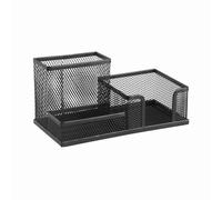 D.RECT KOMO Organisateur de Bureau Métal Mesh - Porte-Stylos 3 Compartiments - Rangement Multifonction pour Accessoires - 205 × 103 × 98 mm - Noir
