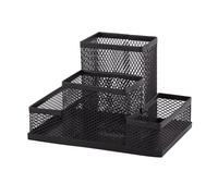 D.RECT KOMO Organisateur de Bureau Métal Mesh - Porte-Stylos 4 Compartiments - Rangement Multifonction pour Accessoires - 103 × 154 × 103 mm - Noir