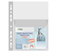D.RECT Lot de 10 Pochettes Perforées avec Rabat PVC - Large Pochettes pour Documents, 170 µm/Mic/Micron Épaisseur: 0,17 mm, A4, Transparente Cristal