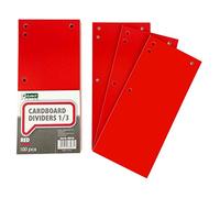 D.RECT - Lot de 100 Intercalaires en Carton, Bandes de Séparation en Papier, 1/3 Feuille A4, 11x24cm, 160g, Pour Une Séparation Parfaite Des Classeurs, Bandes de Séparation, Couleur Rouge 009445