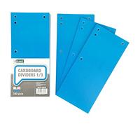 D.RECT - Lot de 100 Intercalaires en Carton, Bandes de Séparation en Papier, 1/3 Feuille A4, 11x24cm, 160g, Pour Une Séparation Parfaite Des Classeurs, Bandes de Séparation, Couleur Bleu 009446