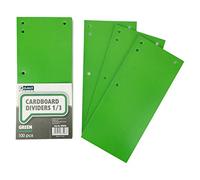 D.RECT - Lot de 100 intercalaires en carton, Bandes de séparation en papier, 1/3 Feuille A4, 11x24cm, 160g, Pour Une Séparation Parfaite Des Classeurs, Bandes de Séparation Vert 009630