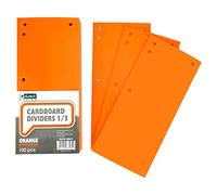 D.RECT - Lot de 100 intercalaires en carton, Bandes de séparation en papier, 1/3 Feuille A4, 11x24cm, 160g, Pour Une Séparation Parfaite Des Classeurs, Bandes de Séparation, couleur orange 009447